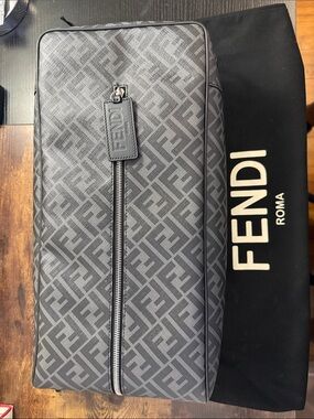 Fendi Black & Gray FF Logo Toiletry Kit